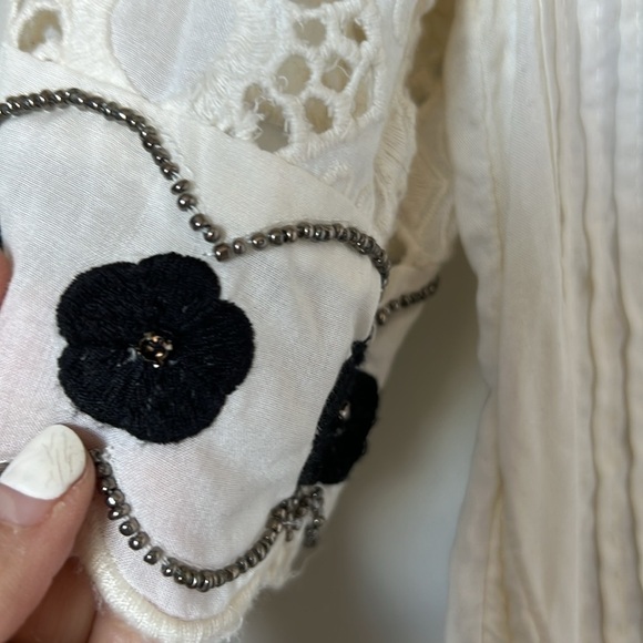 Anthropologie Floreat Veille Beaded Embroidered Peasant Top - Picture 9 of 11